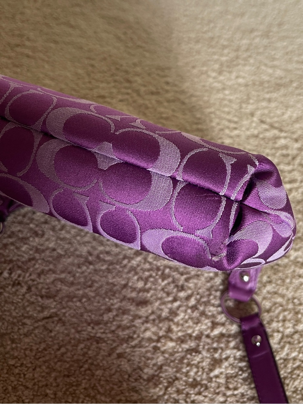 Coach Purple Signature “C” Getaway Shoulder Bag with Turn-Lock - Picture 6 of 7